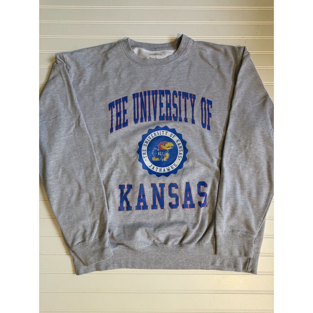 Kansas Jayhawks KU Gameday Couture Crewneck Sweatshirt Women's Large Gray NCAA